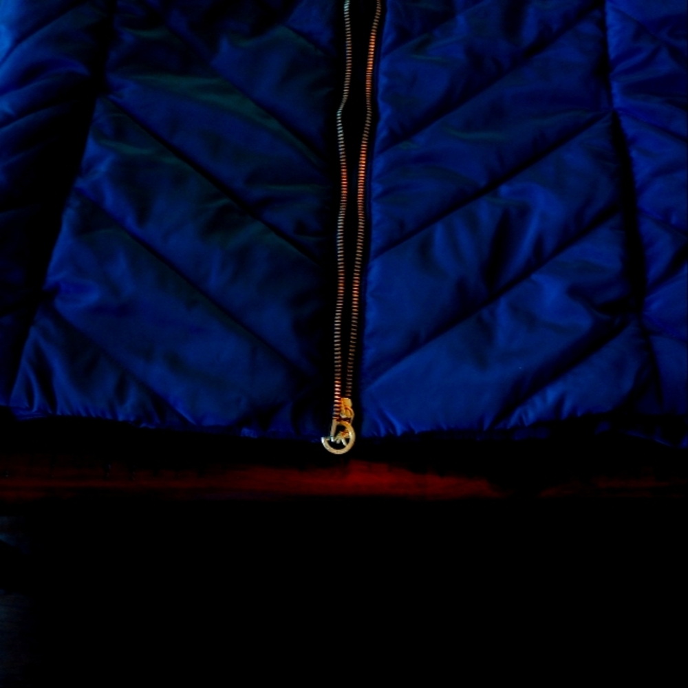 Teal Quilted Jacket with Gold Zipper